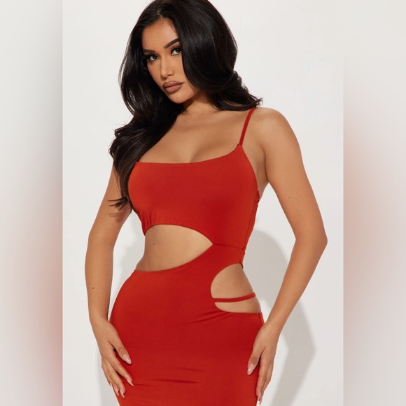 Fashion Nova Isabela Mini Dress In Rust-Size L NWT💋 - Picture 2 of 6